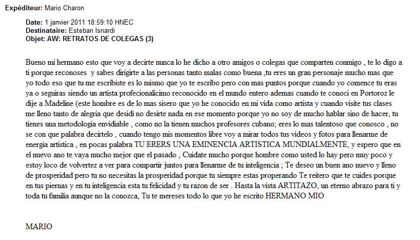 E-mail de Mario Charón (Cuba)