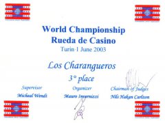 Diplôme du Championnat du Monde de Rueda (Turin, Italie)