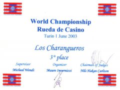 Diplôme du Championnat du Monde de Rueda (Turin, Italie)